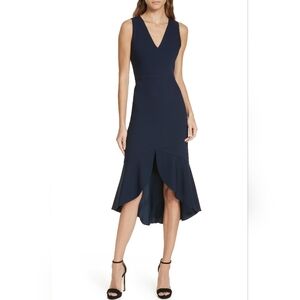 NWT! Alice + Olivia Navy Blakesley Split Front Fit Flare Dress Size 4